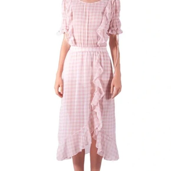 For Love And Lemons Dorothy Pink Gingham Midi Dress flawed - Picture 3 of 4